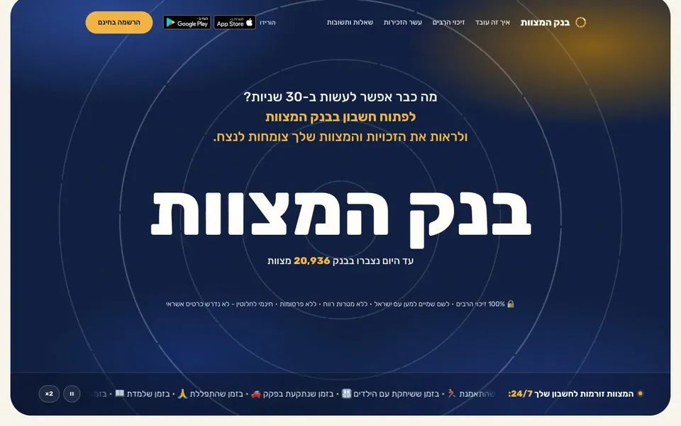 בנק המצוות: עמוד הבית