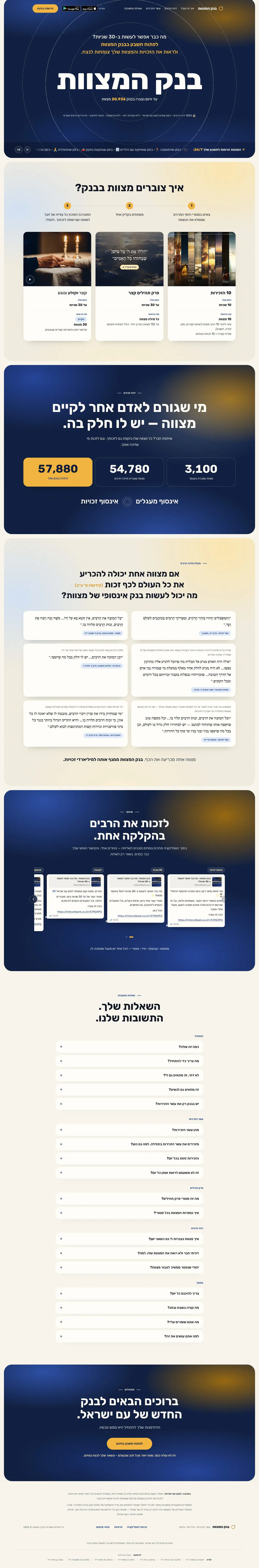 עמוד הבית המלא של בנק המצוות